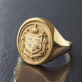 Signet Rings With Family Crest Gold or Silver Wax Seal Coat of Arms